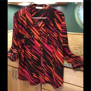 Calvin Klein VIBRANT Abstract pink black shirt XL